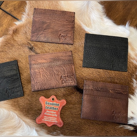 🌵🌵🌵❤️ Stocking Stuffers ❤️🌵🌵🌵Cowhide Leather Card Holder Coin Pocket - Picture 3 of 6